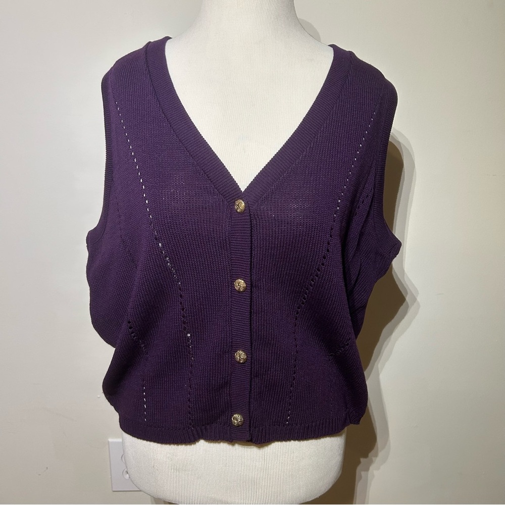 Vintage Sag Harbor Deep Purple Cardigan Vest